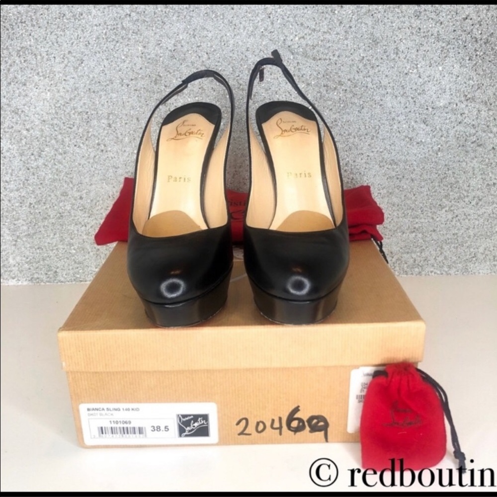♥️Sold Louboutin Bianca Sling 140mm Pumps 38.5 - Picture 3 of 8